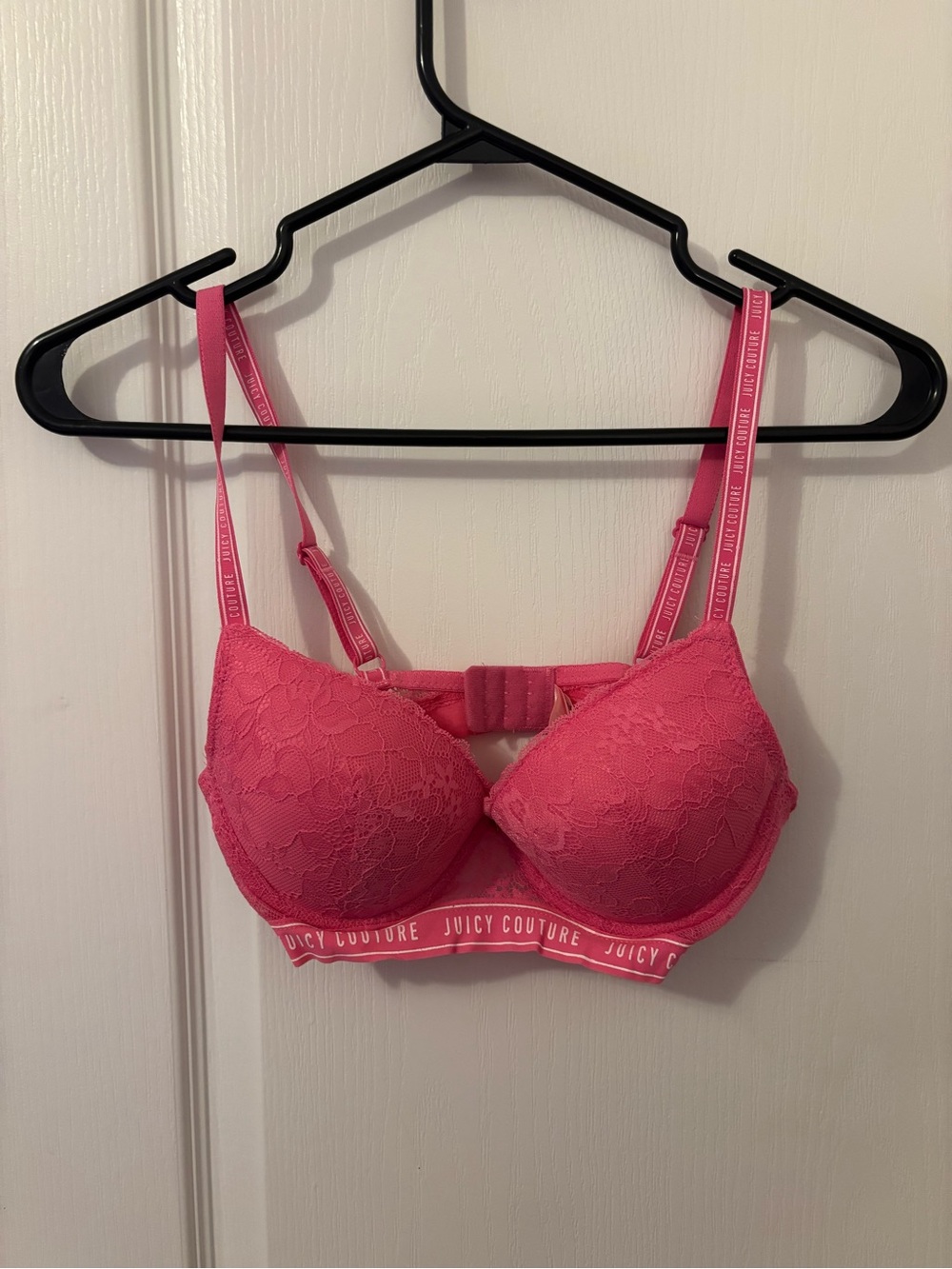 Juicy Couture Hot Pink Lace Demi Push-Up Bra